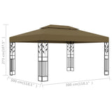 Gazebo with Double Roof 3x4 m Taupe 180 g/m 312244