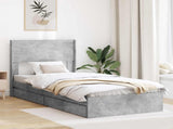Bed Frame with Storage and Headboard Concrete Grey 75 x 190 cm 3414428