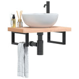 Basin Shelf Wall Mounted Steel and Solid Wood Beech 3302361