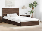 Storage Bed with Drawer Brown Oak 100 x 200 cm Engineered Wood 3411242