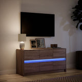 TV Cabinet with LED Brown Oak 100x34x50 cm Engineered Wood 852221