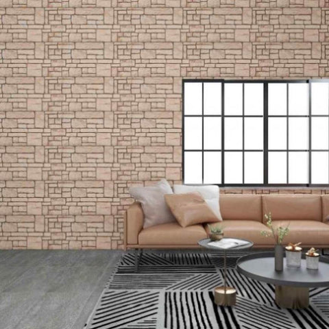 3D Wall Panels with Beige Brick Design 10 pcs EPS 147206