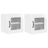 Wall Glass Cabinet PORTO 2 pcs High Gloss White 40 x 31 x 40 cm 885194