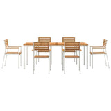 Garden Dining Set 7 pcs Solid Teak Wood and Stainless Steel 3334787