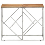 Console Table Silver Stainless Steel and Solid Wood Acacia 349991