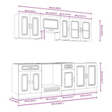 8 Piece Kitchen Cabinet Set Kalmar High Gloss White Engineered Wood 3314823