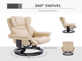 360&deg Swivel Recliner Chair with Footstool, PU Leather Manual Recliner Armchair with Solid Wood T3398P328126