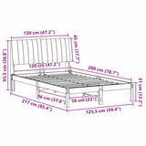 Bed Frame with Headboard Brown 120 x 200 cm Solid Pine Wood 878891