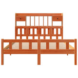 Bookcase Bed without Mattress Wax Brown 150x200 cm King Size Solid Wood Pine 3322191