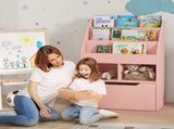 Kids Bookshelf, Toy Organiser, with Storage Drawer, Wheels - Pink T3398P347678