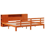 ZNTS Bookcase Bed without Mattress Wax Brown 180x200 cm Super King Solid Wood Pine 3322727