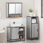 ZNTS 3 Piece Bathroom Furniture Set Grey Sonoma Engineered Wood 3300998