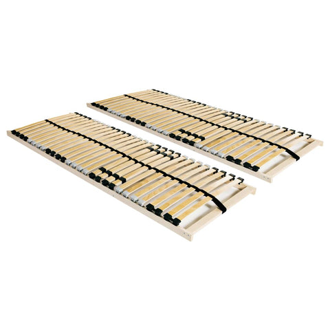 Slatted Bed Bases without Mattress 2 pcs with 28 Slats 80x200 cm 3051424