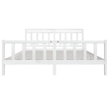 3100979 Bed Frame without Mattress White Solid Wood 200x200 cm