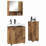 Bathroom Furniture Set 3 pcs Old Wood Engineered wood & Metal 3392961