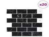 Subway Tile 20 pcs Black Marble 30 x 30 cm Polyurethane and PET 42046127