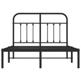 Bed Frame Black Powder-Coated Steel 120x190 cm Small Double 352575