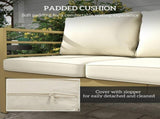 Garden Bench with Cushions, 3-Seater Sofa with Backrest, Armrest and Back Cushions, 185 x 66 x 64cm, T3398P555171