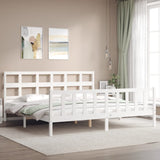 Bed Frame without Mattress White 200x200 cm Solid Wood Pine 3193032