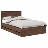 Bed Frame with Drawer Brown Oak 120 x 190 cm Engineer Wood 3410734
