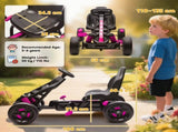 Pedal Go Kart for Kids Aged 3-6 Years, with Freewheel System, Brake, EVA Anti-Slip Wheels, Pink T3398P378925
