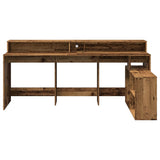 Desk with LED Lights Old Wood 200x104x91 cm Engineered Wood 3309472