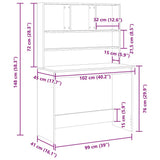 Desk with Shelves Black Oak 102x45x148 cm Engineered Wood 861985