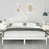 Bed Frame with Headboard White Solid pine wood 872363