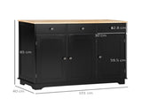 Sideboard with Rubberwood Top and Adjustable Shelves for Dining Room, Kitchen - Black T3398P378035