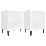 Bed Cabinets with Metal Legs 2 pcs White 40x30x50 cm 805798