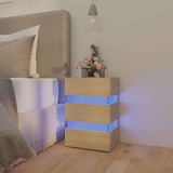 LED Bedside Cabinet Sonoma Oak 45x35x67 cm Engineered Wood 326843