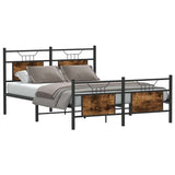 Bed Frame without Mattress Smoked Oak 150x200 cm King Size Engineered Wood 4106763