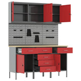 Work Cabinet with Drawer 8 pcs Red Engineered Wood and Steel 3321441