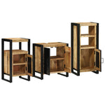 Bathroom Furniture Set with Shelf 3 pcs Brown Solid Mango Wood 3305622