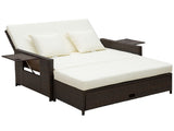 Rattan Sun Lounger 2 Seater Day Bed-Brown T3398P318818