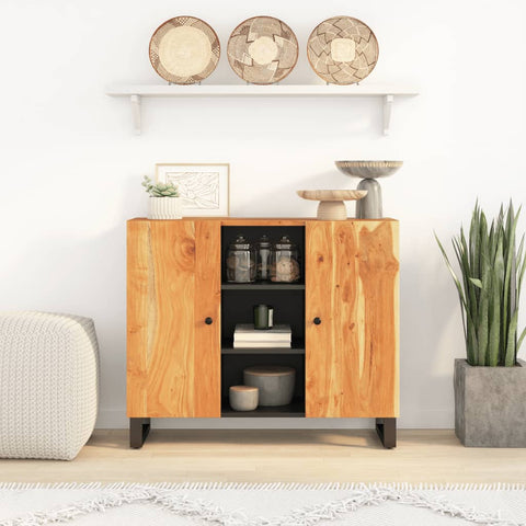 ZNTS Sideboard with 2 Doors 90x33x75 cm Solid Wood Acacia 352926