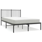 Metal Bed Frame without Mattress with Headboard Black 120x190cm 350861