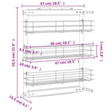 3-Tier Pull-out Kitchen Wire Basket Silver 47x15.5x55.5 cm 50968