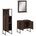 ZNTS 3 Piece Bathroom Cabinet Set Brown Oak Engineered Wood 3214348