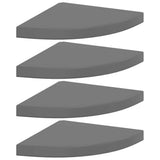 Floating Corner Shelves 4 pcs High Gloss Grey 35x35x3.8 cm MDF 323915