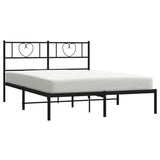 Metal Bed Frame without Mattress with Headboard Black 150x200cm 355465