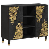 Sideboard with Shelf Black 90 x 33 x 75 cm Solid Mango Wood 4018836