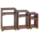 Accent Table with Shelf 3 pcs Brown Solid Mahogany Wood 42012363