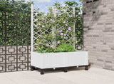 Garden Planter with Trellis&Wheels White 80 x 40 x 146 cm PP 3422973