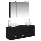 Bathroom Furniture Set 4 pcs Black Oak 3406736