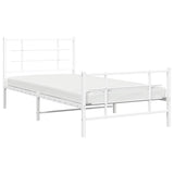 Metal Bed Frame without Mattress with Footboard White 107x203cm 355624