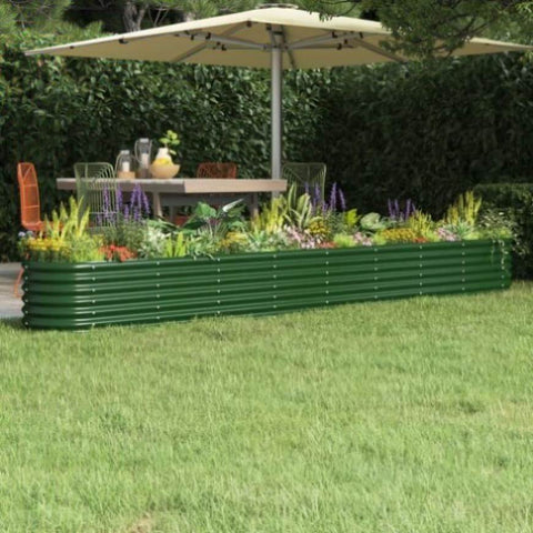 ZNTS Garden Raised Bed Powder-coated Steel 332x40x36 cm Green 318883