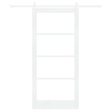 Sliding Door ORKDAL White 93 x 202 cm Solid Pine Wood and Glass 3331896