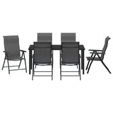 Garden Dining Set 7 pcs Grey Powder-Coated Steel 3379279