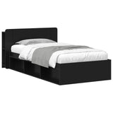 Bed Frame with Storage Black 100 x 200 cm Engineered Wood 3433336